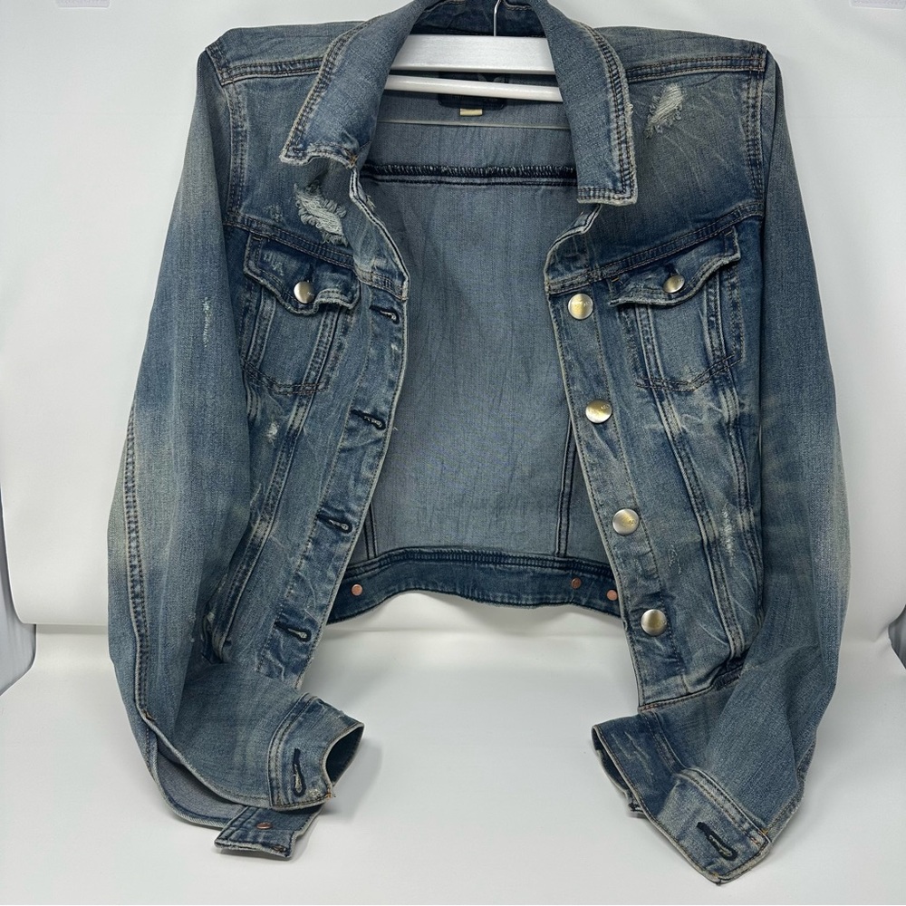 American Eagle Outfitters Blue Jean Jacket Distressed Vintage Style